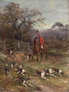 Heywood Hardy - Hounds on the Scent leaving a Covert