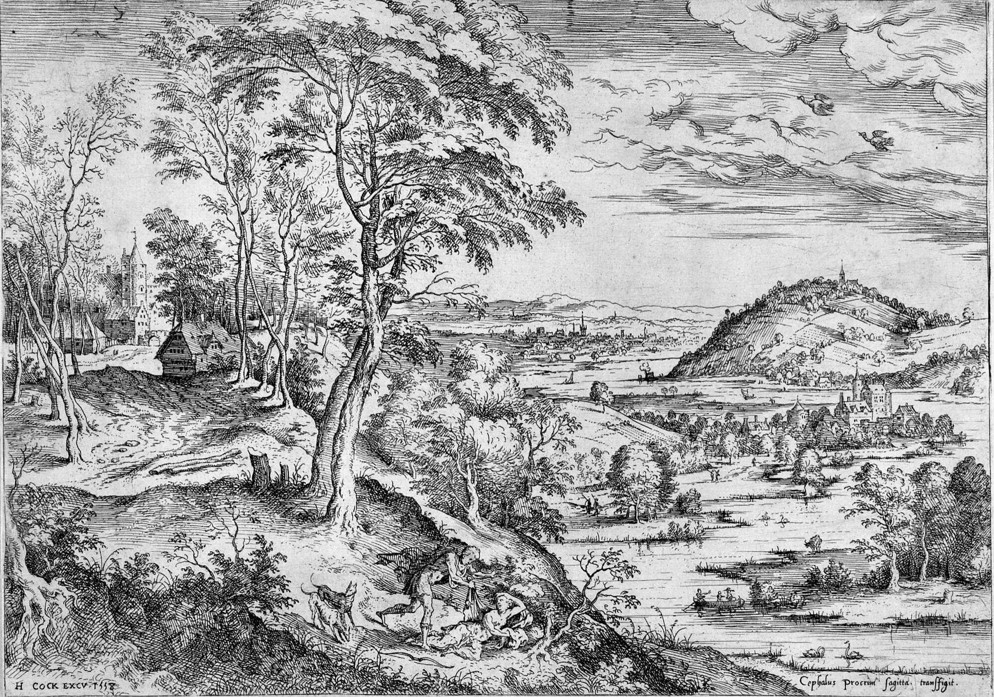 Hieronymus Cock - 4 Bll. aus der Folge von 14 Bll.: Landschaften mit biblischen und