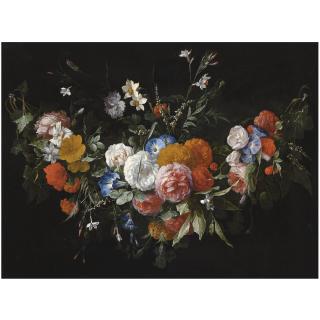 Hieronymus Galle The Elder - A Swag Of Flowers, Including Roses And Morning Glory