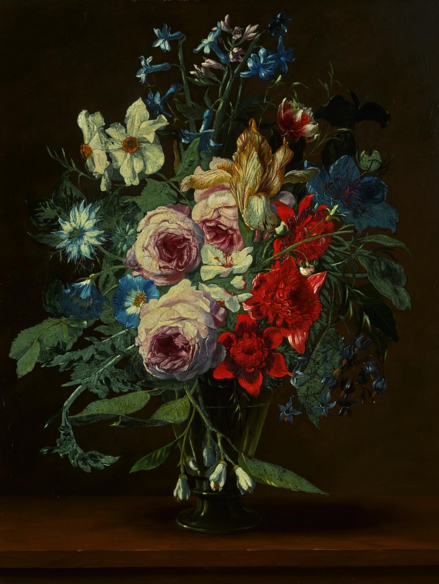 Hieronymus Galle The Elder - Still Life With Flowers In A Glass Vase