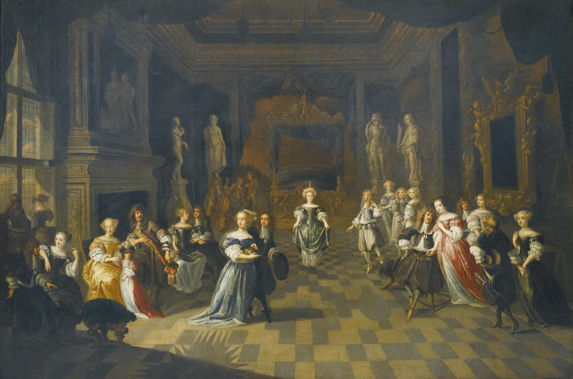 Hieronymus Janssens - Figures Dancing In An Elegant Interior