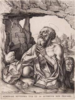 Hieronymus Wierix - Saint Jerome (After Frans Crabbe) (Hollstein 1225)
