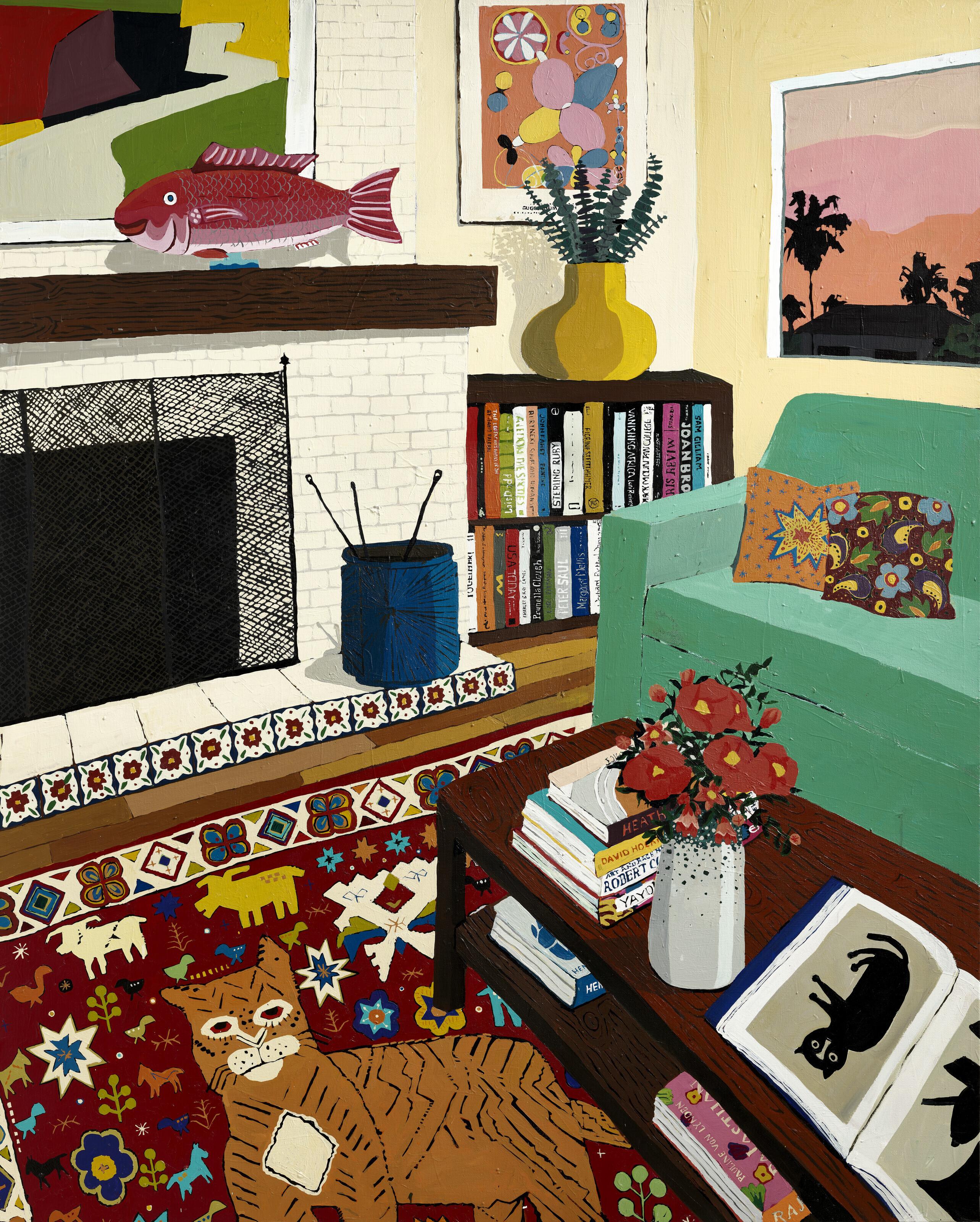 Hilary Pecis - Interior With Cats and Fish