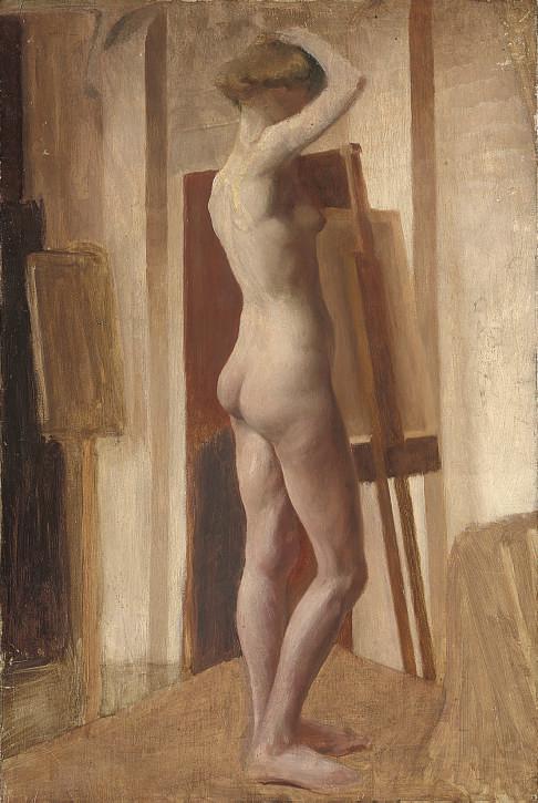 Hilda Carline - Standing female nude in a studio; and Standing female nude