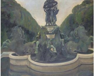 Hilda Carline - The Fountain in Luxembourg Gardens
