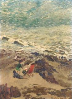 Hilda Carline - The Red Deckchair