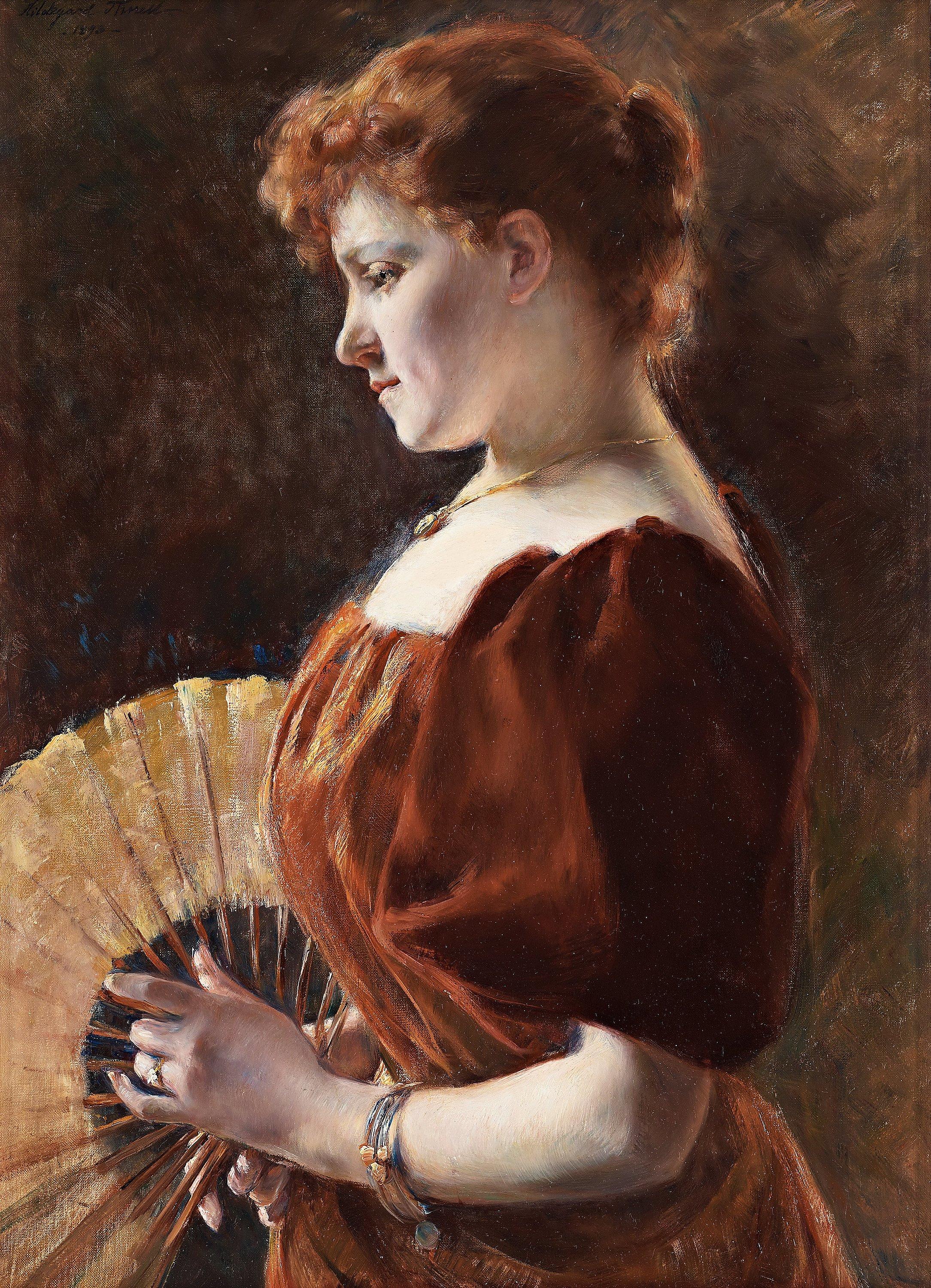 Hildegard Thorell - Young woman with fan