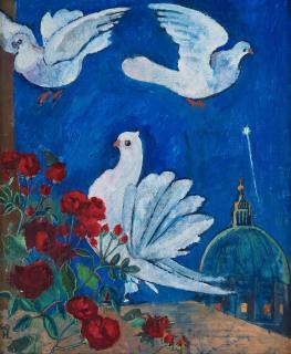 Hilding Linnqvist - Doves and roses.