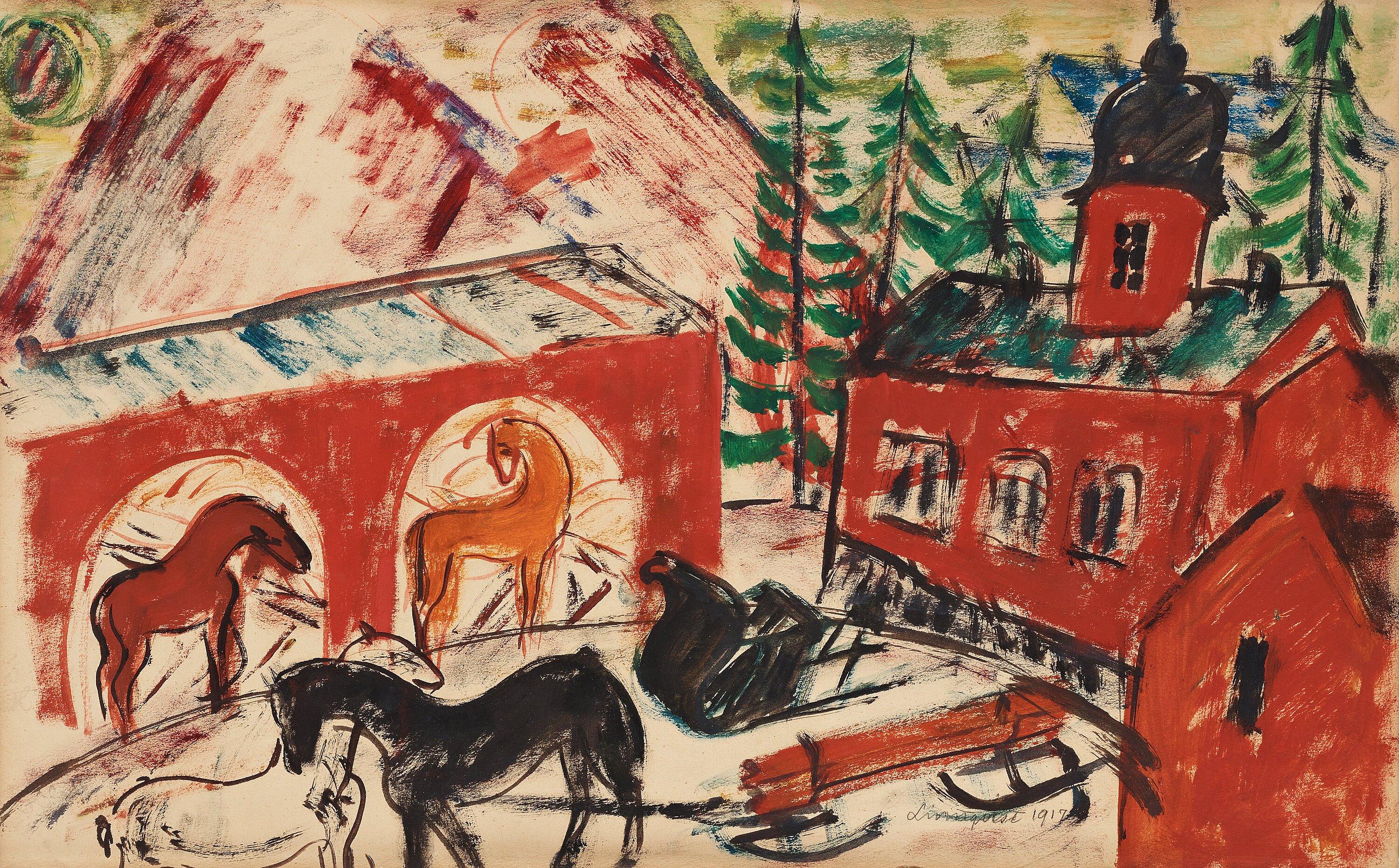 Hilding Linnqvist - Horses and sleighs