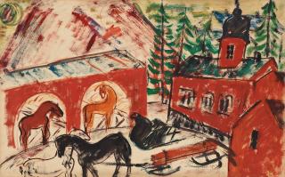 Hilding Linnqvist - Horses and sleighs