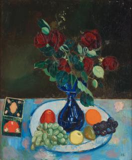 Hilding Linnqvist - Still life with roses and fruits