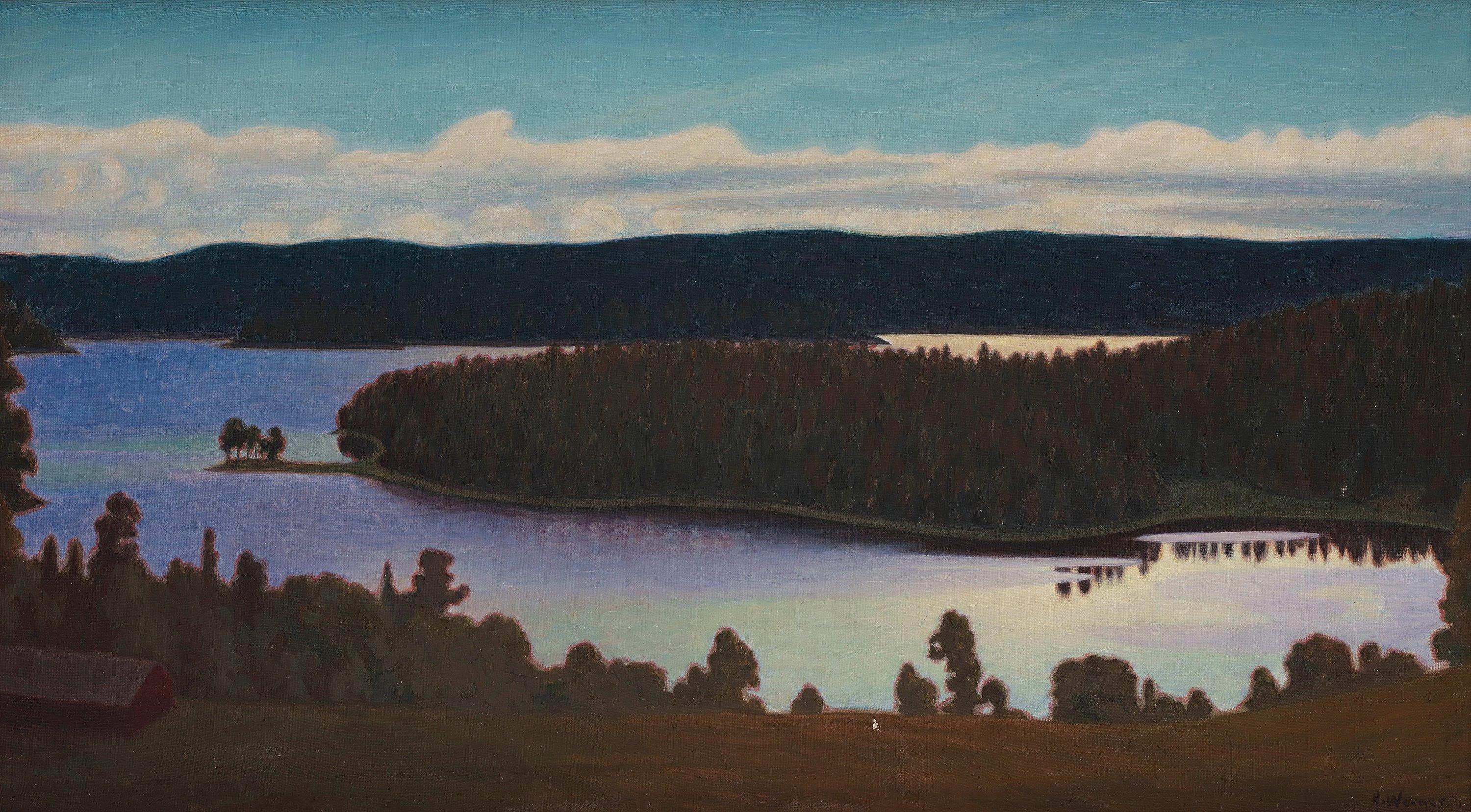 Hilding Werner - Twilight landscape, Glafsfjorden.