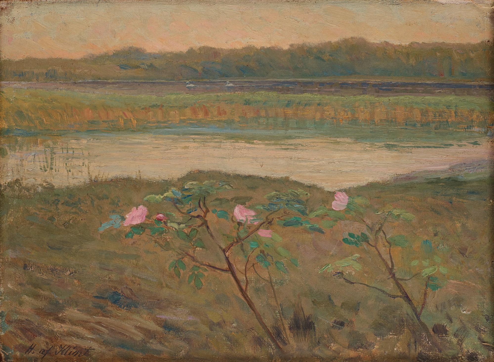 Hilma af Klint - Landscape with Swans and Flowers