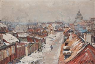 Hilma af Klint - Stigbergsgatan, Södermalm, Stockholm with Katarina church