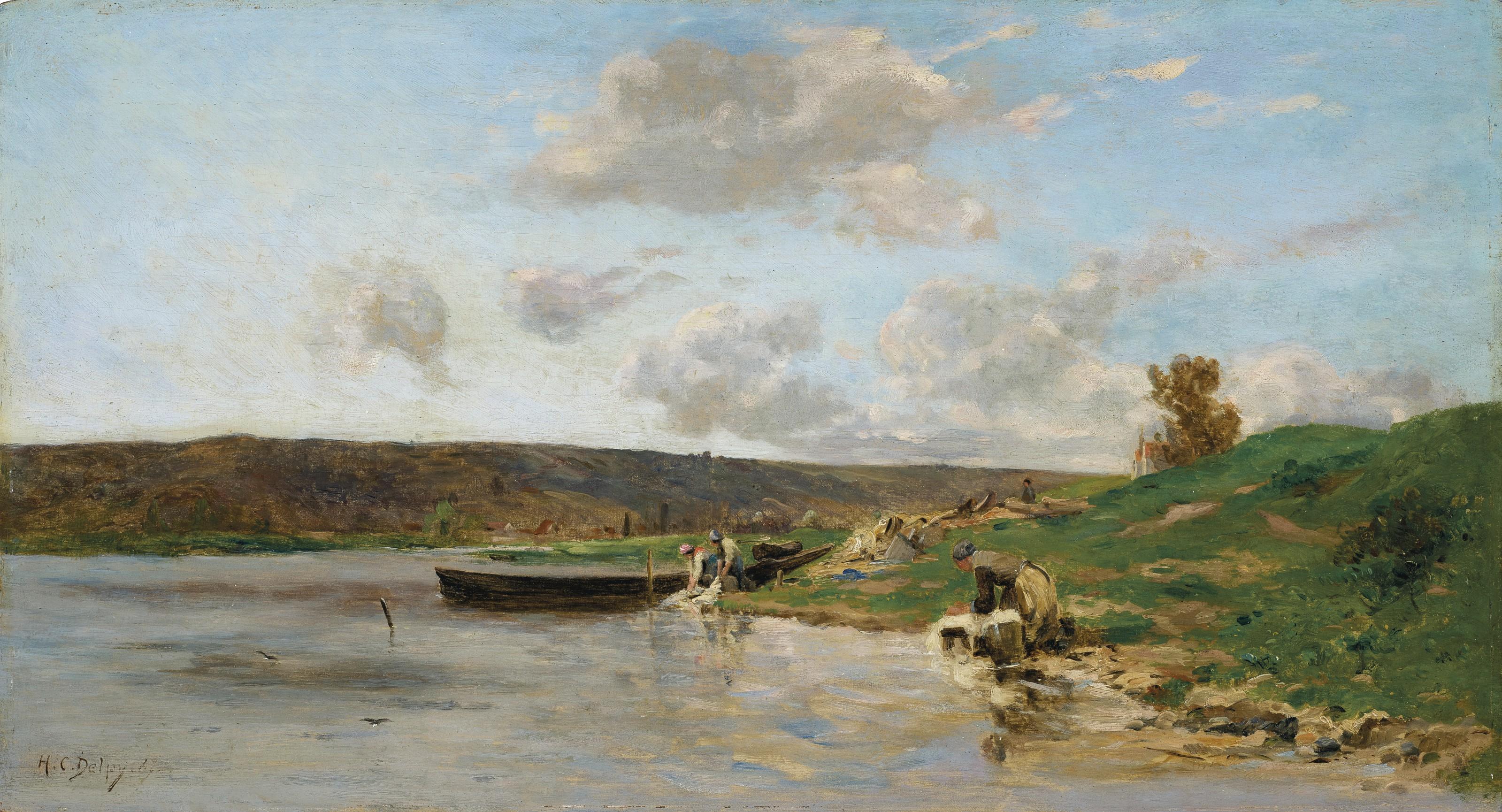 Hippolyte-Camille Delpy - Bord De La Seine À Rangiport, Le Matin