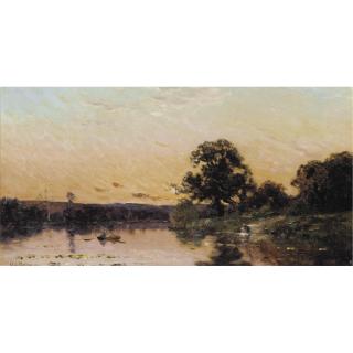 Hippolyte-Camille Delpy - French Sunset River Landscapes