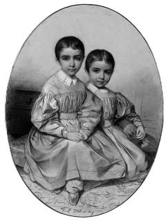 Hippolyte Delaroche - Portrait of Alexandre and Léon de Gosselin, as children, seated on footstools; and Portrait of their father Alexandre de Gosselin, three-quarter-length, seated