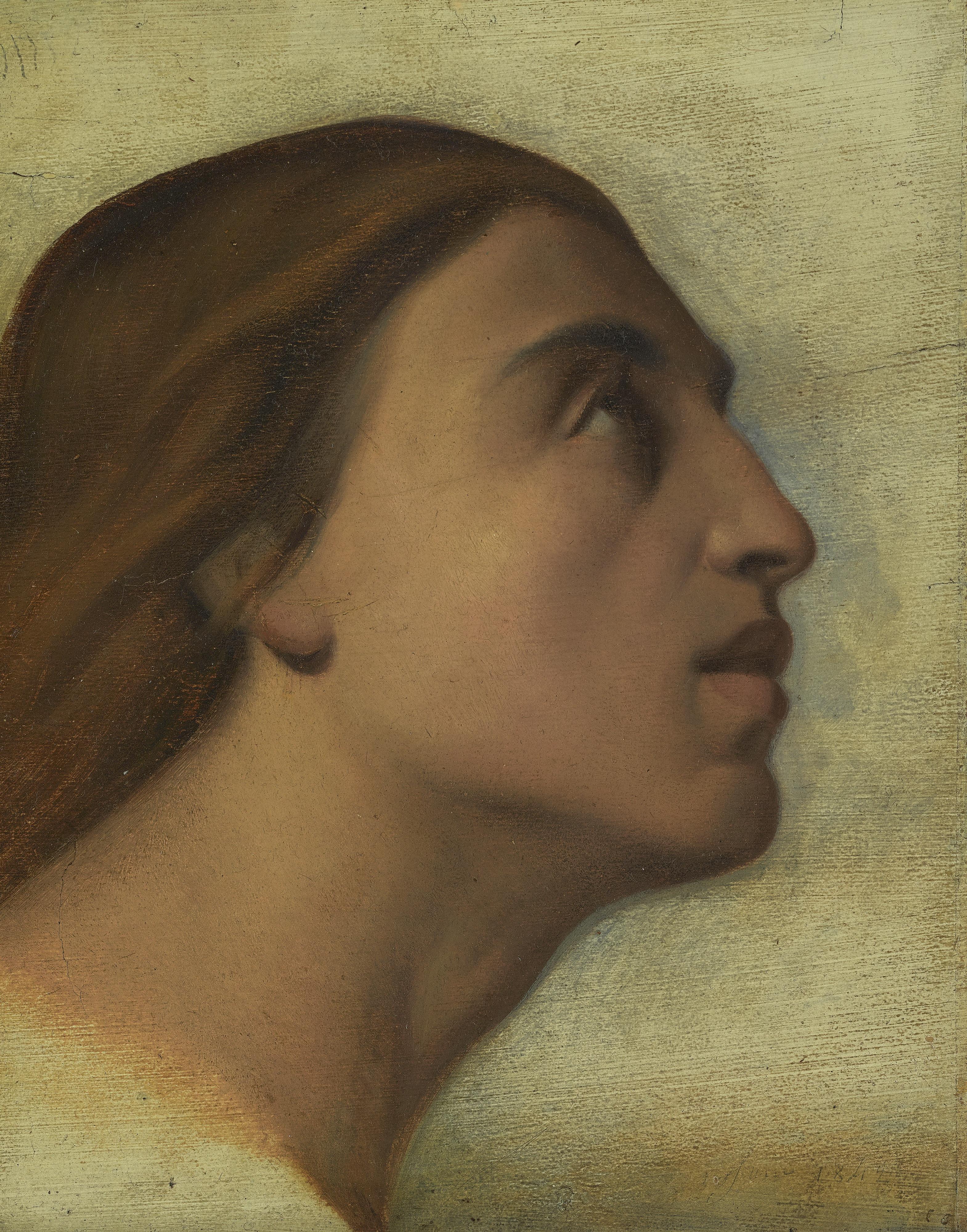 Hippolyte-Jean Flandrin - A Study Of The Head Of Saint John The Evangelist In Profile