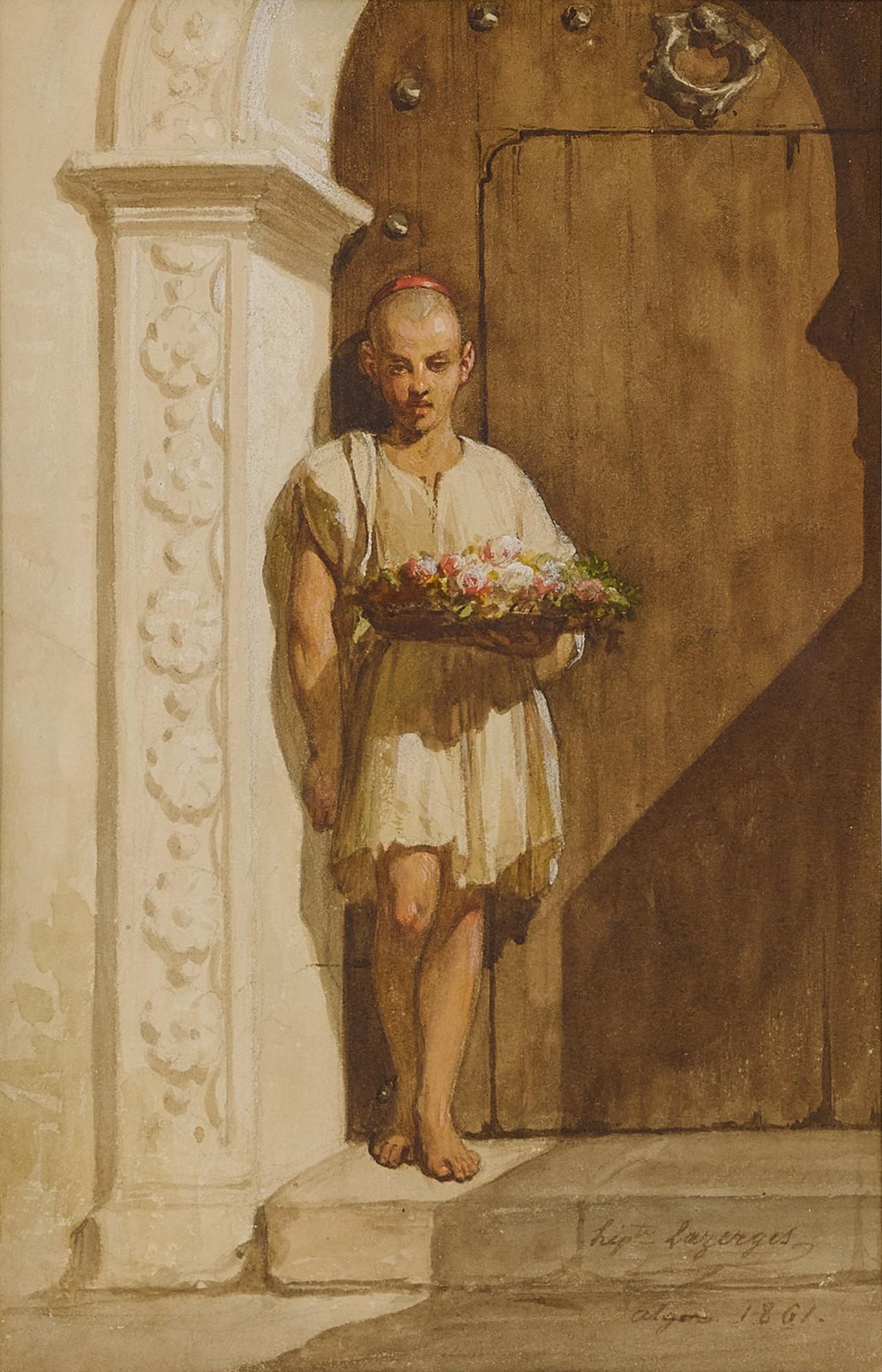 Hippolyte Lazerges - An Algerian Boy with Flowers