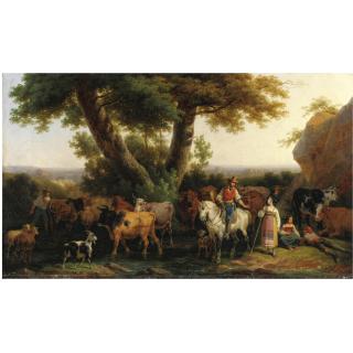 Hippolyte Lecomte - Paesaggio Pastorale Nella Campagna Romana