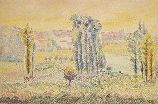 Hippolyte Petitjean - Paysage (recto); Étude de fleur (verso)