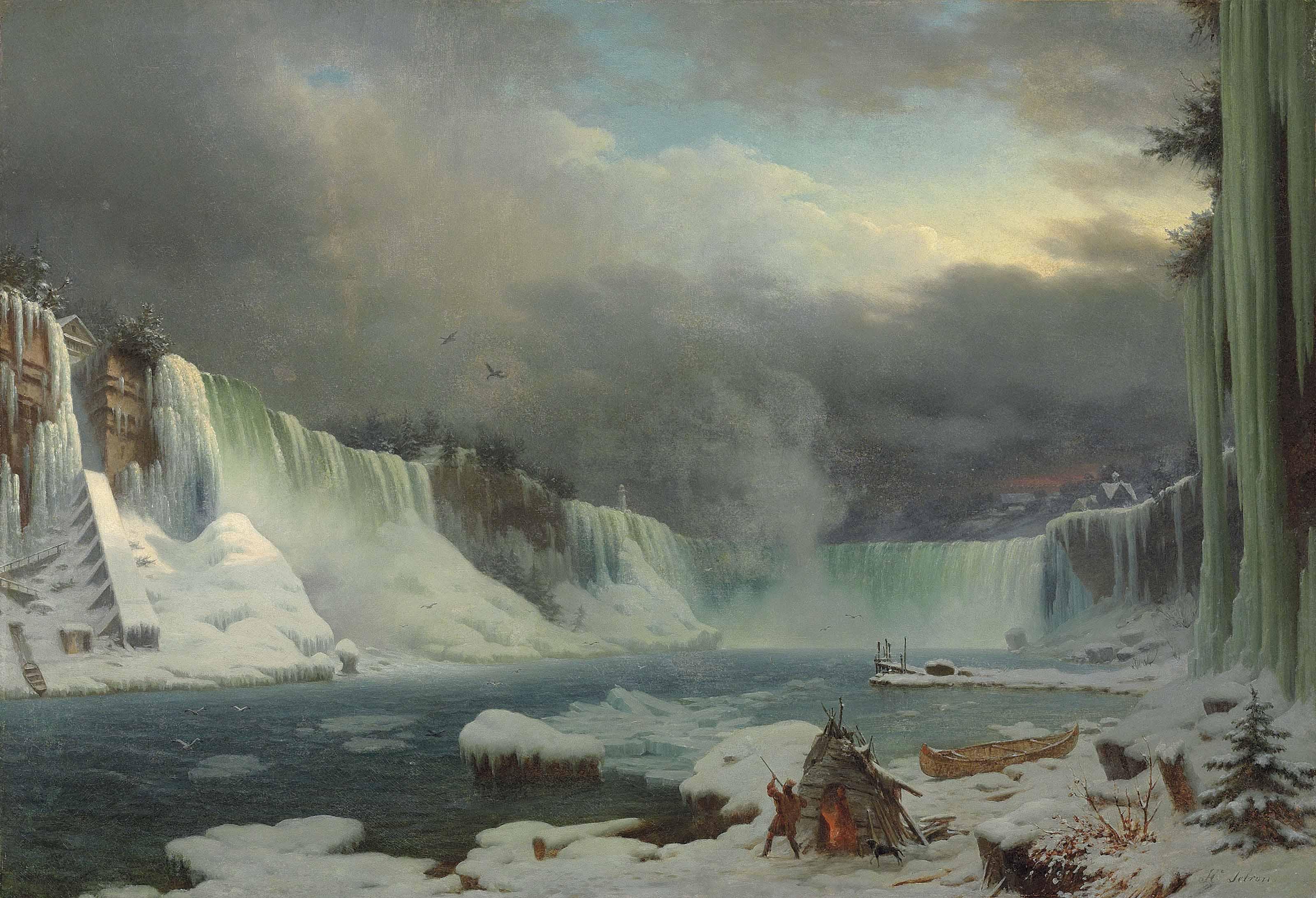 Hippolyte Victor Valentin Sebron - The Niagara Falls In Winter