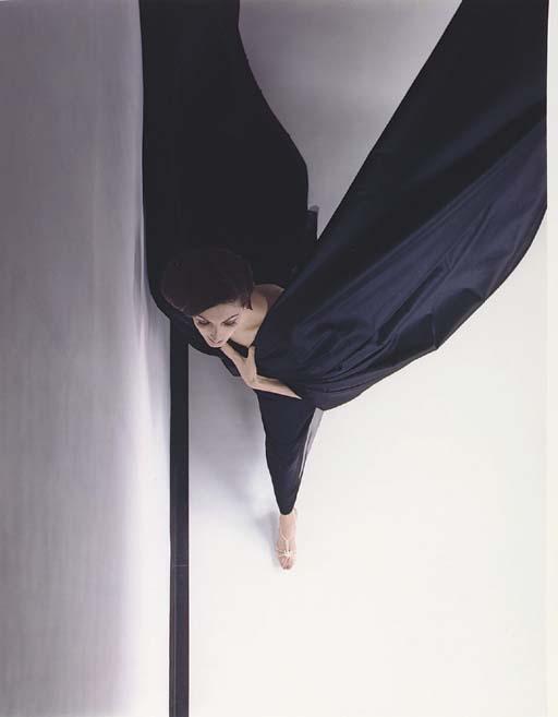 Hiro - Black Evening Dress in Flight, New York, 1963