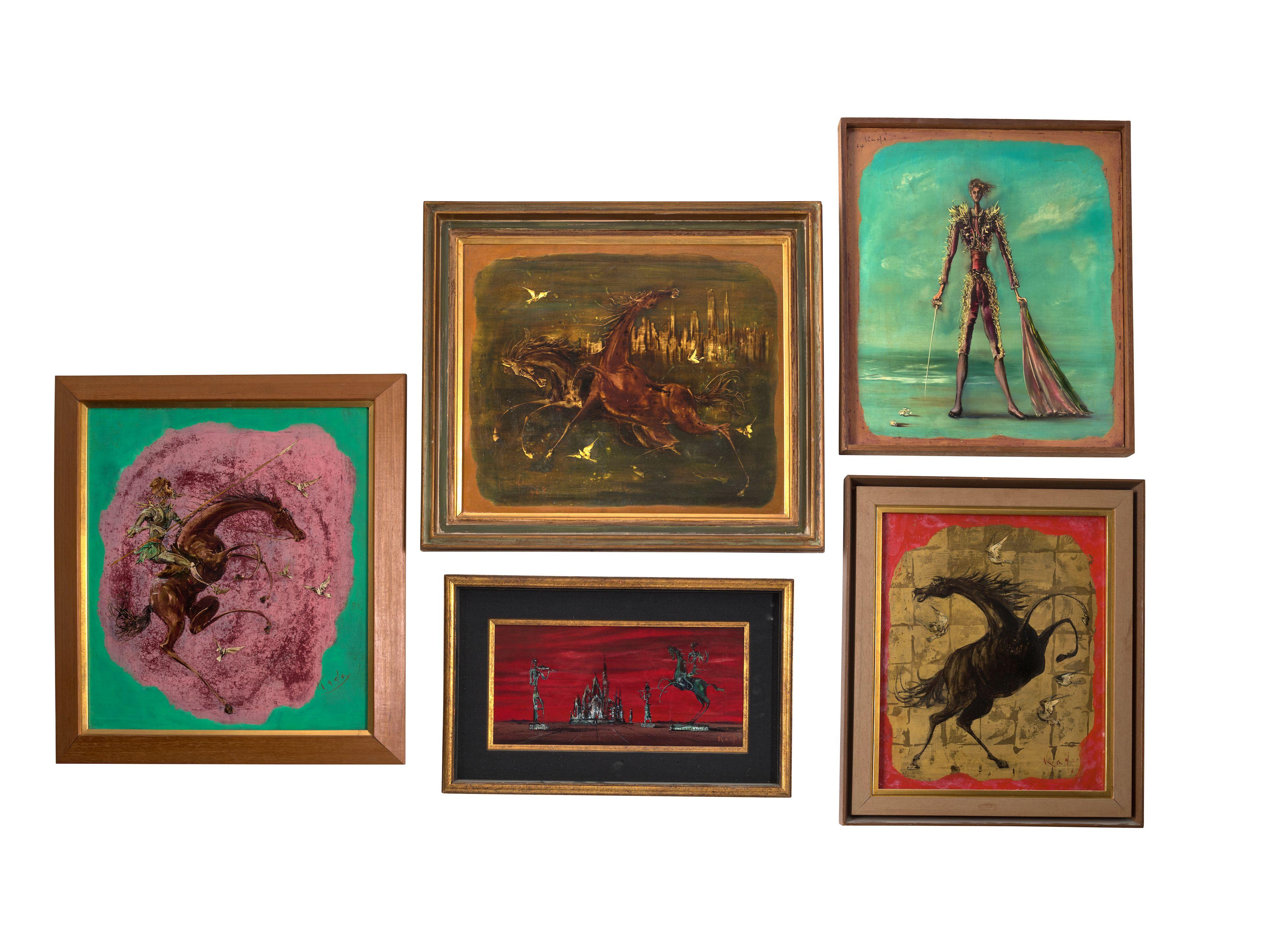 Hiroshi Kado - Five Paintings of Horses and figures