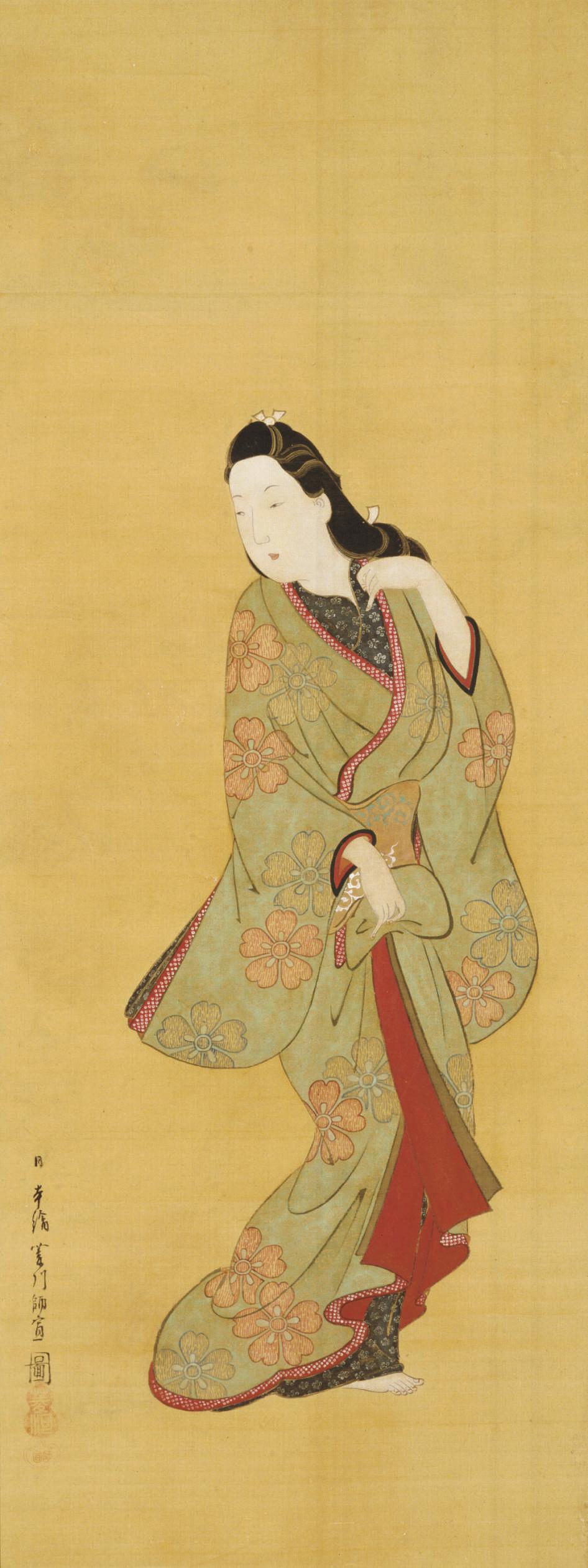 Hishikawa Moronobu - Beauty turning her head, c. 1690