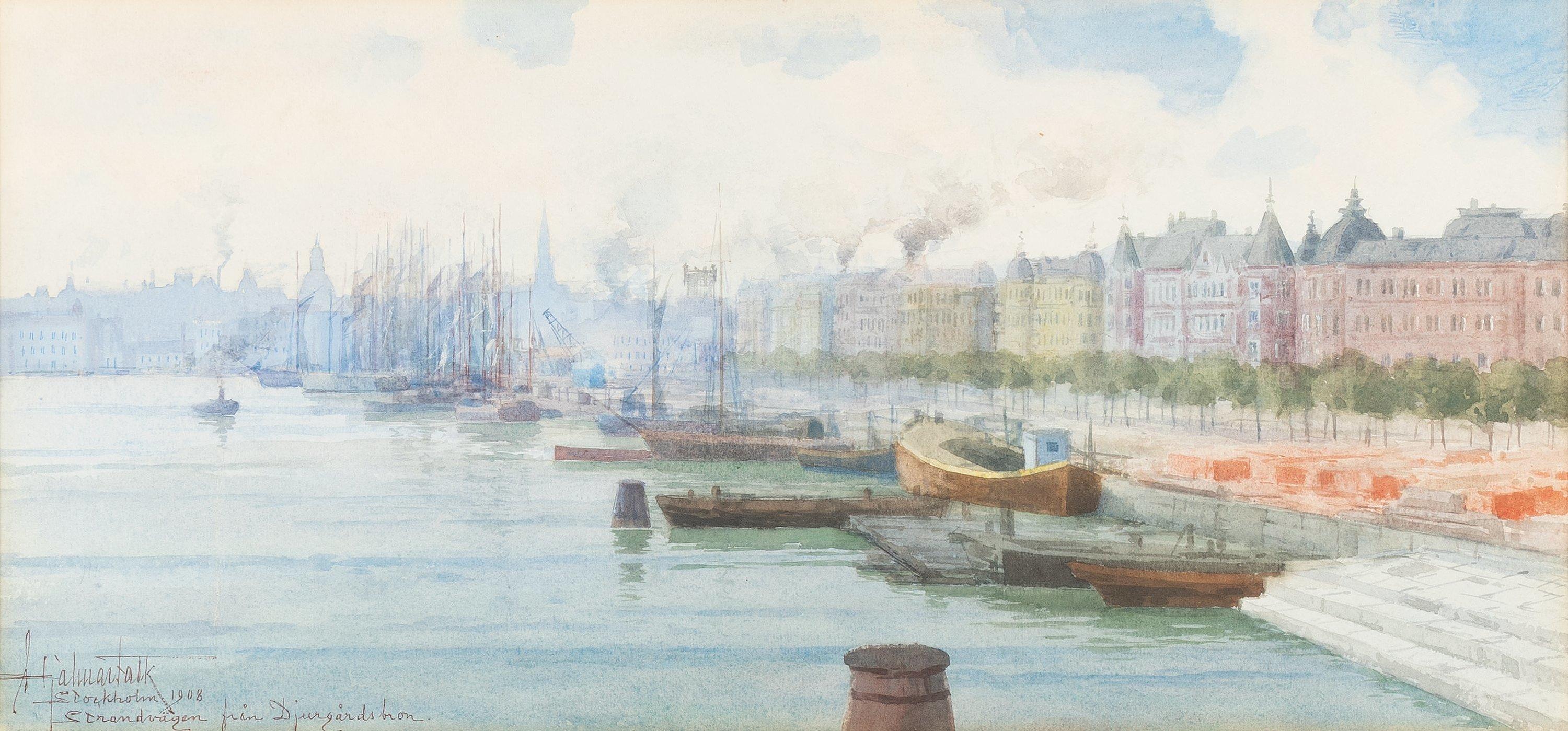 Hjalmar Falk - Strandvägen från Djurgårdsbron (Strandvägen, Stockholm)