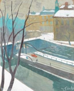 Hjalmar Grahn - View towards Riddarholmen in winter, Stockholm