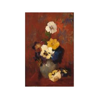 Hobbe Smith - A Flower Still Life With Violets In A Stone Vase