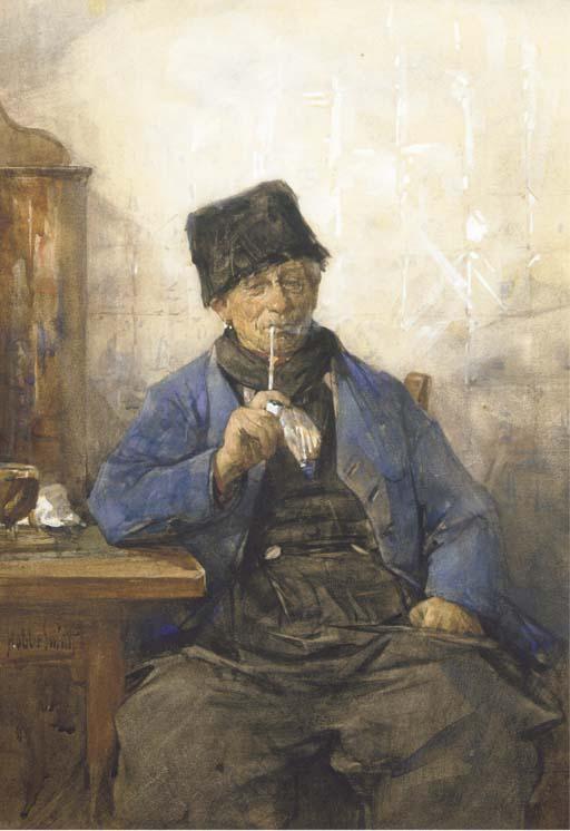 Hobbe Smith - A Volendam Fisherman Smoking A Pipe