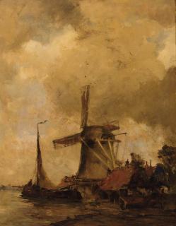 Hobbe Smith - A windmill on a waterway