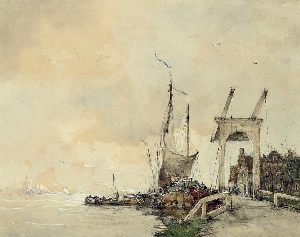 Hobbe Smith - Dutch barges on the river