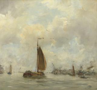 Hobbe Smith - Sailing vessels near the harbour entrance