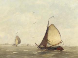 Hobbe Smith - Sailingvessels in a stiff breeze