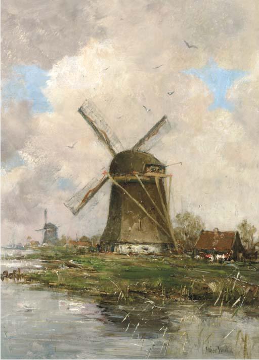 Hobbe Smith - Windmills by a river