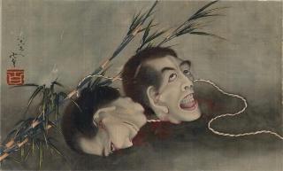 Hokusai Katsushika - Zwei Köpfe mit Schilf.