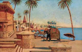 Holger H. Jerichau - A state elephant at the Raja, Benares