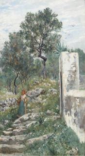 Holger Hvitfeldt Jerichau - A Steep Descent From The Olive Groves