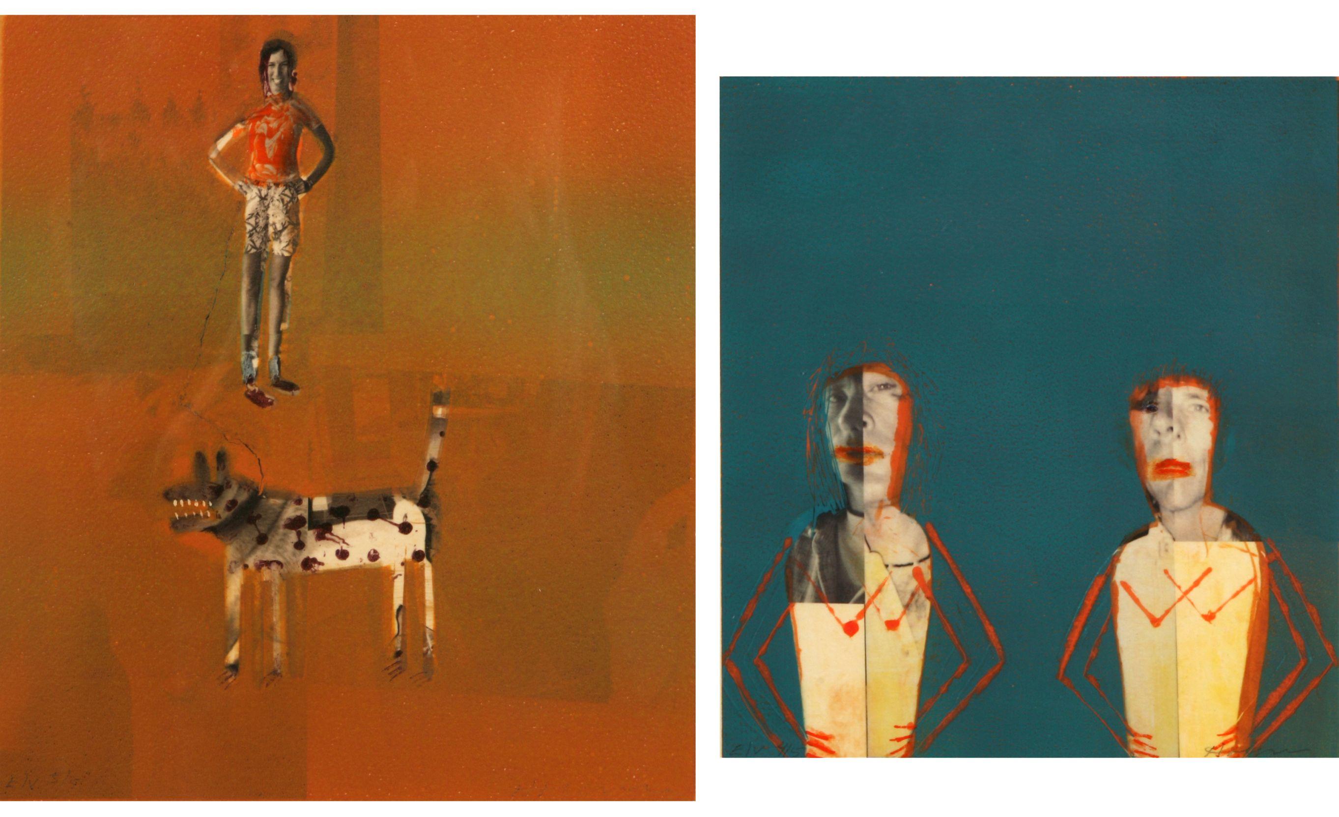 Holly Roberts - Untitled; Untitled (2) first sight 11 3/4 x 11in; second sight 10 x 10in