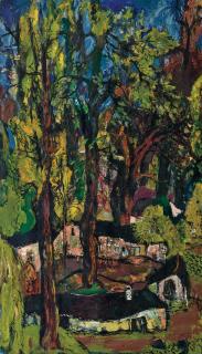 Hong Ling - Village Within Old Trees(Painted In 1989)