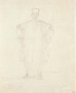 Honoré Daumier - A lawyer holding up money bags