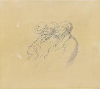 Honoré Daumier - Etude De Personnages And Etude Pour Le Marché: A Double Sided Drawing