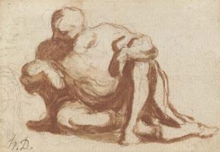 Honore Daumier - Etude d\'un homme accroupi