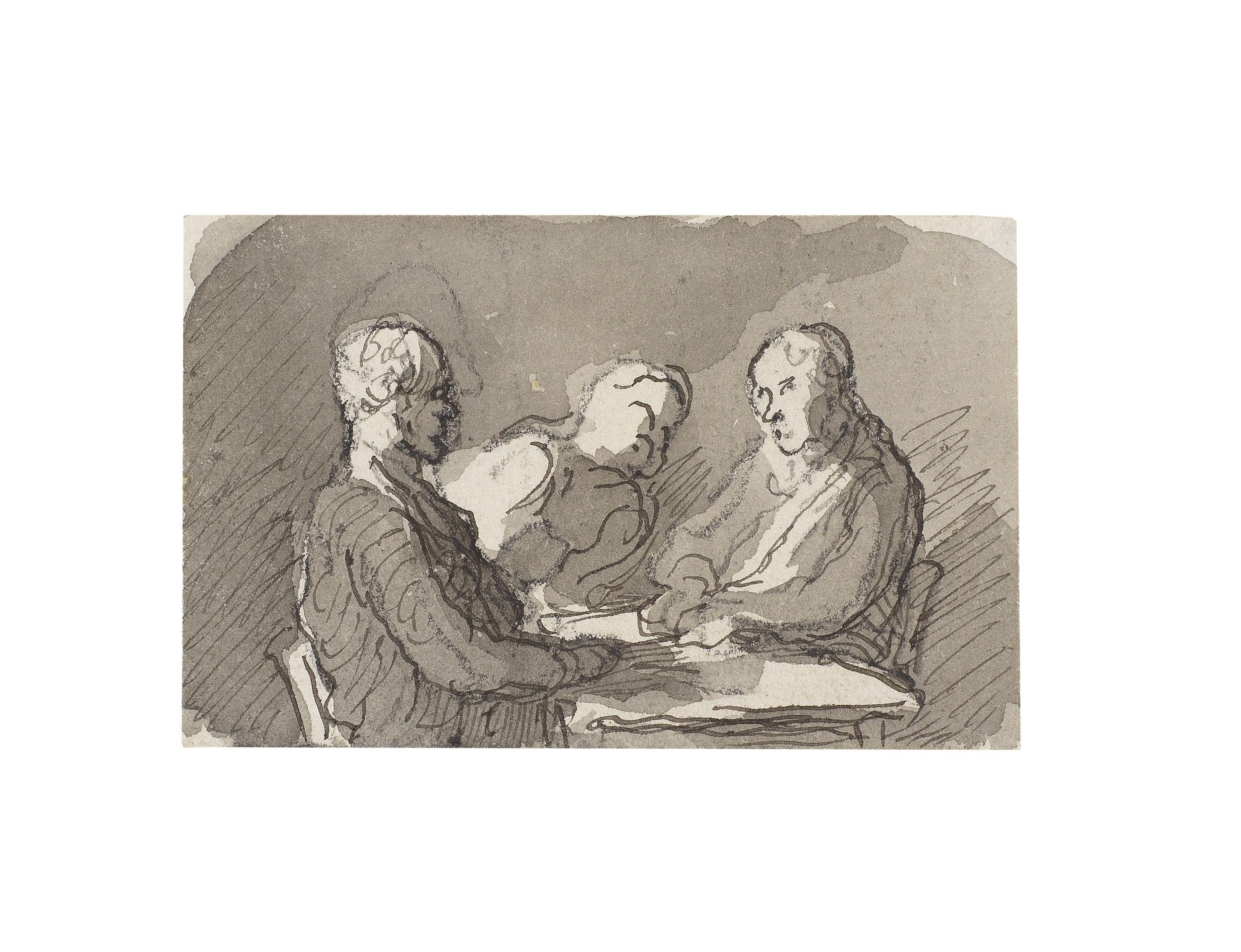 Honoré Daumier - Étude pour \'Joueurs de Domino\' (Les trois joueurs)
