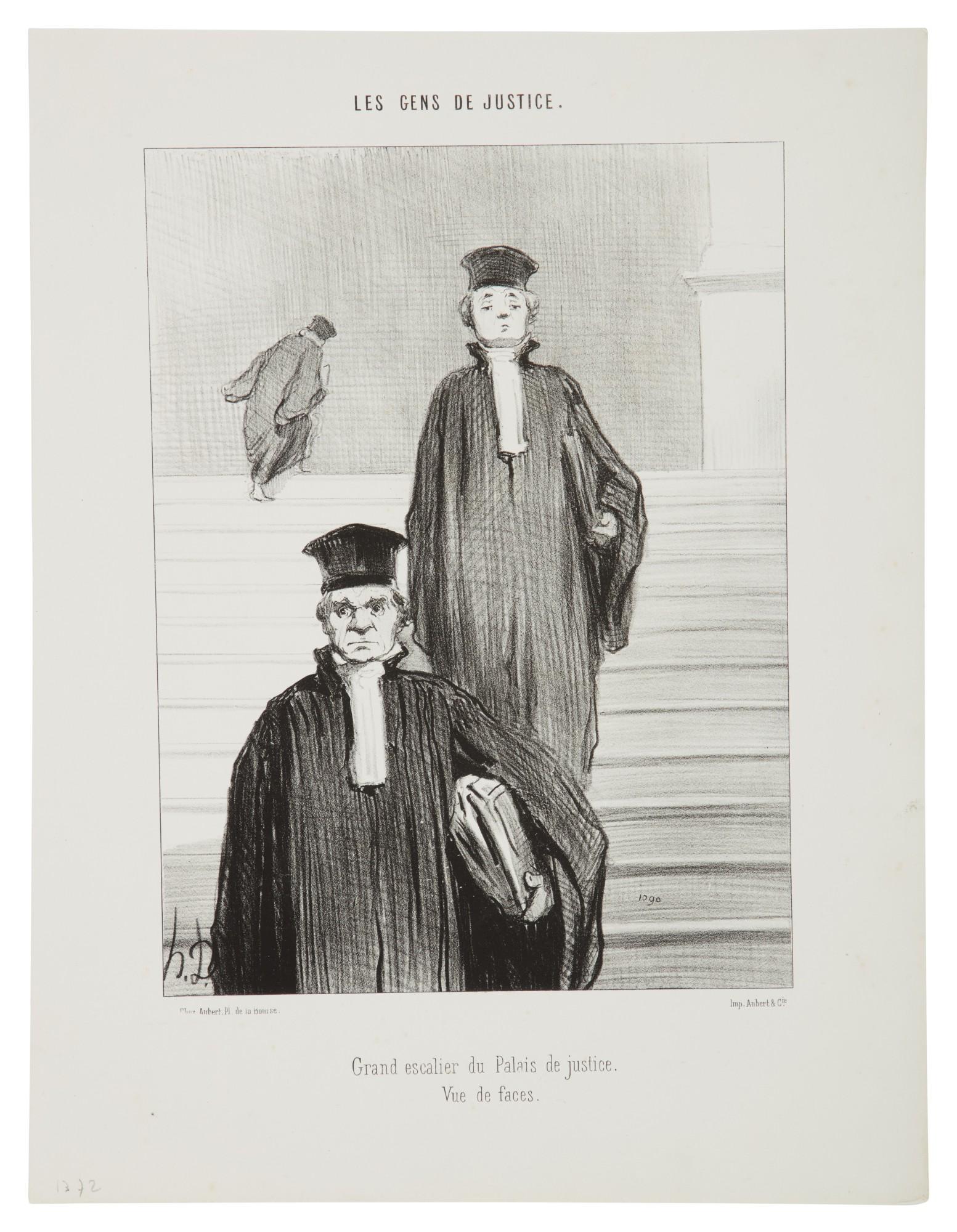 Honoré Daumier - Grand Escalier du Palais de Justice, vue de face (Delteil 1372)