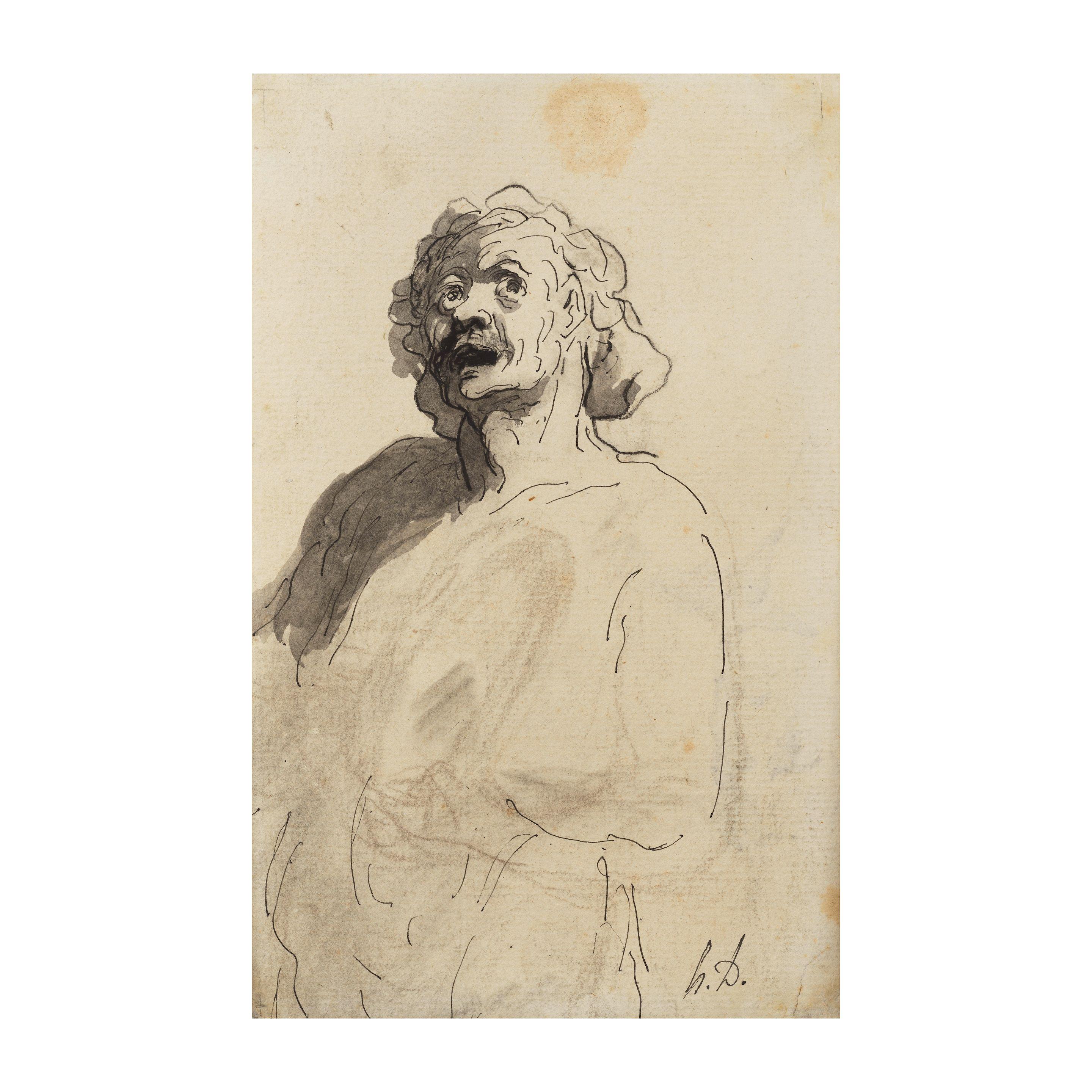 Honoré Daumier - Le chanteur des rues (recto);