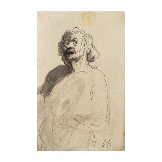 Honoré Daumier - Le chanteur des rues (recto);